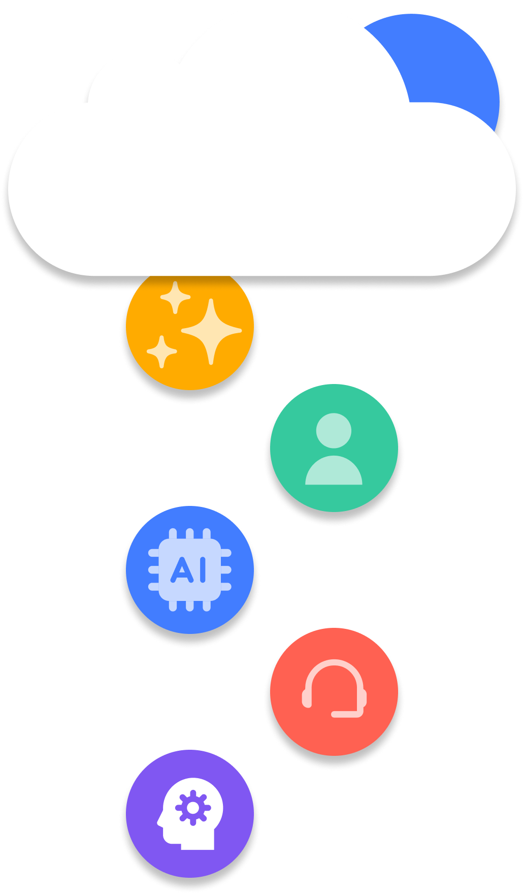 DataBank cloud with services and offerings trickling down from the sky