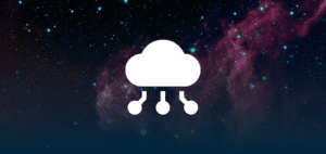 Space clouds with specs of green and cloud icon