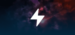spacey sky with lightening bolt icon
