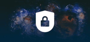 blue and red galaxy with security lock icon