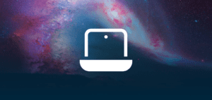 galaxy background with laptop icon