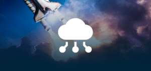 space shuttle with cloud icon on top