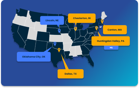 US map with DataBank locations in different states